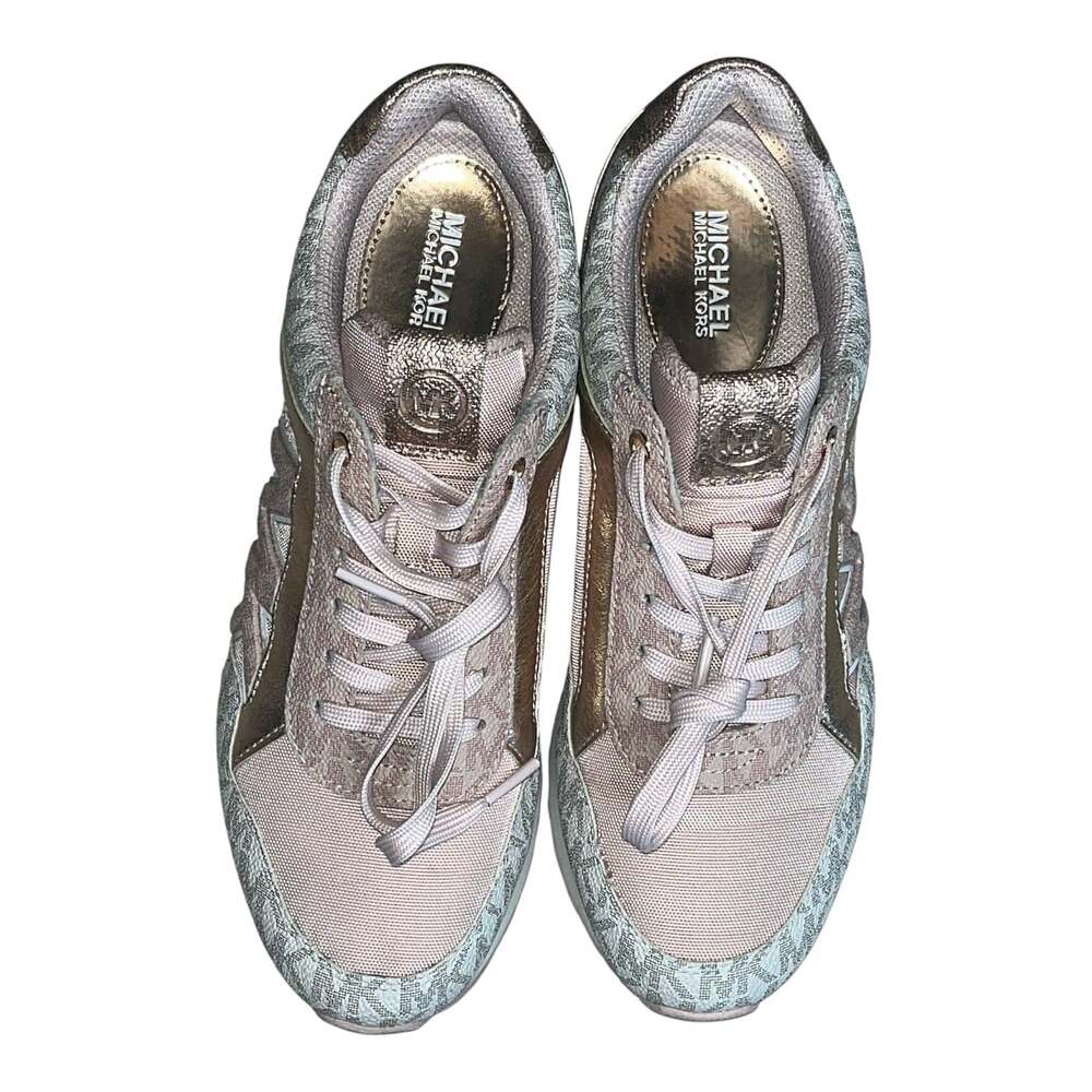 Michael Kors Maddy Two-Tone Logo and Mesh Trainer Powder Blush - Picture 5 of 7